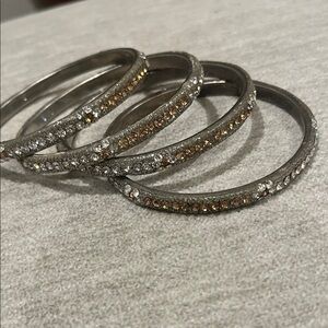 Elegant Silver and Gold Bangle Set
